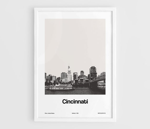 Cincinnati Ohio Minimalist Downtown Skyline Art Print