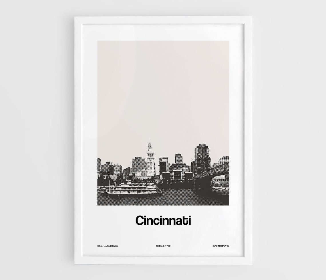 Cincinnati Ohio Minimalist Downtown Skyline Art Print