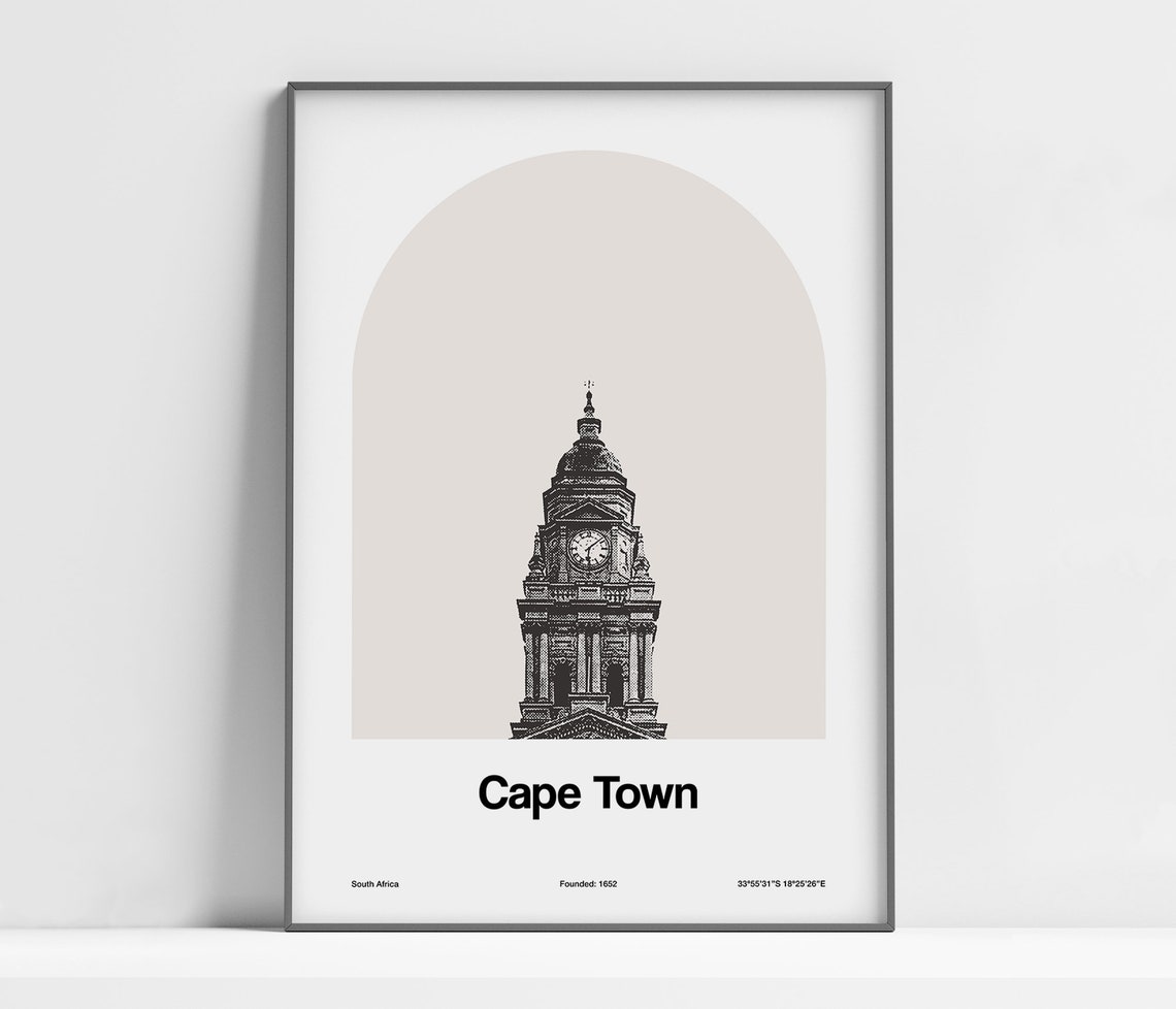 Cape Town City Hall Print Cape Town Poster Cape Town South Africa Travel Downtown Cape Town Photo Wall Art Minimalist Custom City Print