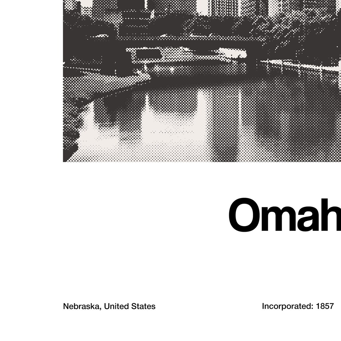 Omaha Nebraska Skyline, Minimalist City Poster - Image 2