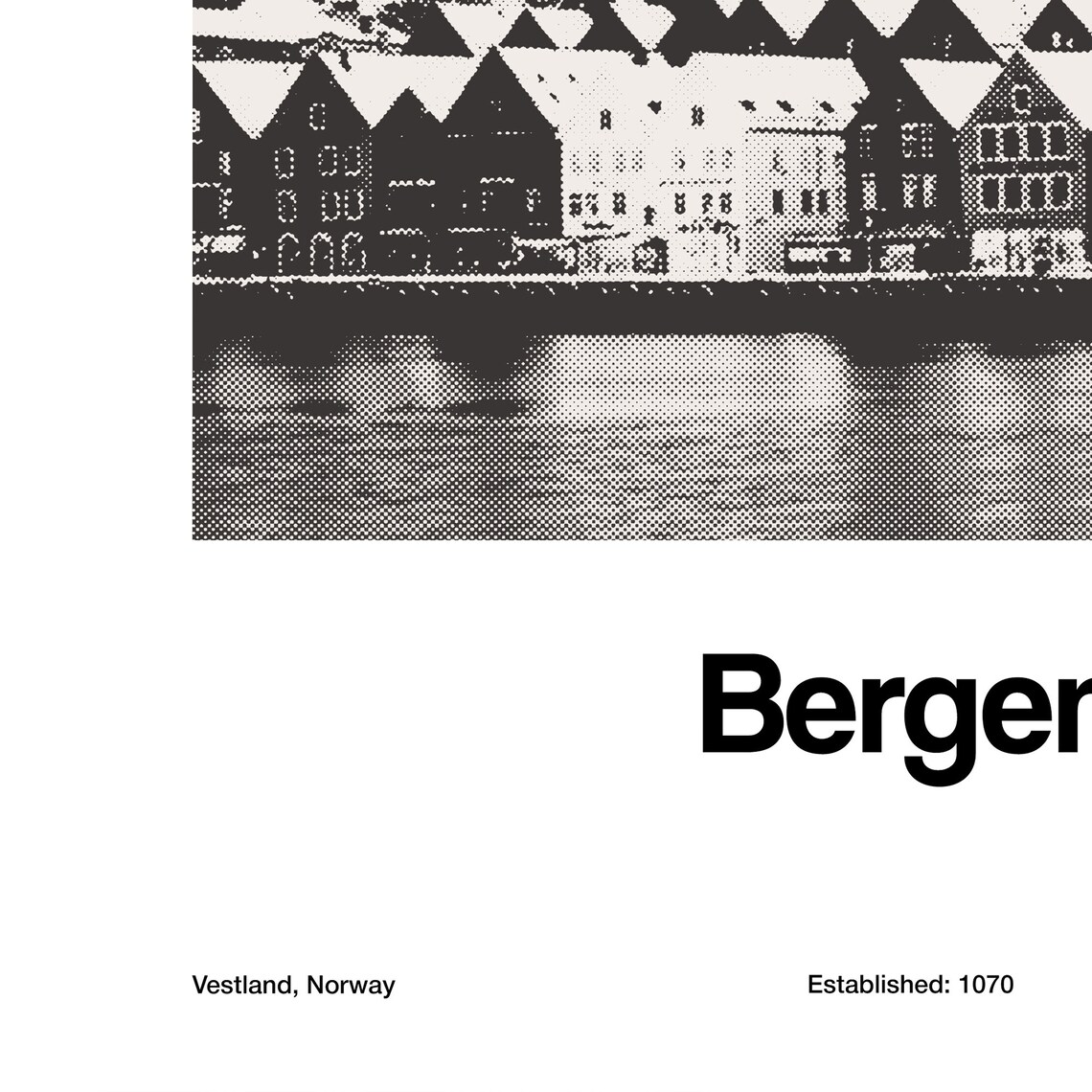 Bergen Norway Minimalist Travel Poster Art Print - Image 3