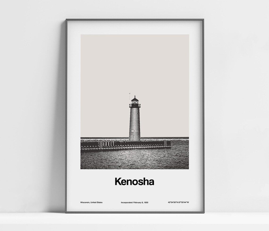 Kenosha North Pier Light, Wisconsin Travel Poster