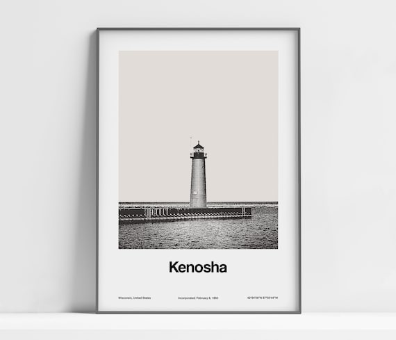 Kenosha North Pier Light, Wisconsin Travel Poster