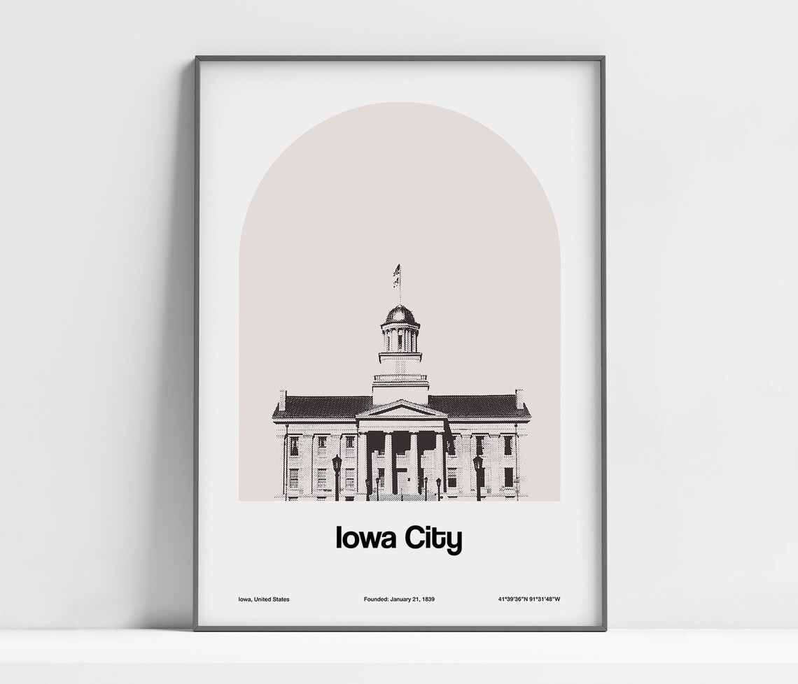 Iowa City Old Capitol Building, Minimalist Art Print