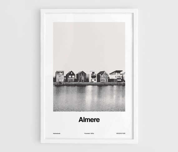 Custom Almere, Netherlands Black White Minimalist Art Print