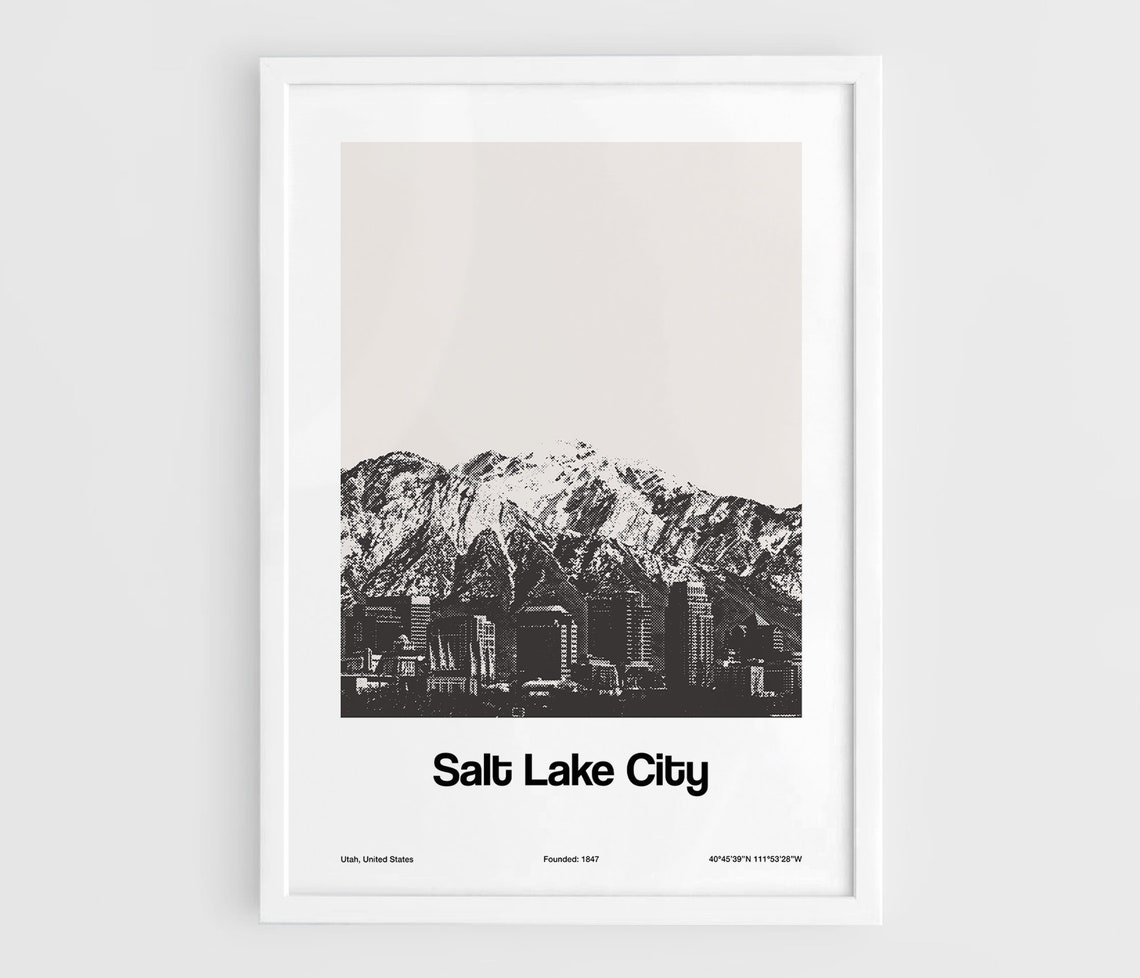 Salt Lake City Skyline, Minimalist Travel Poster