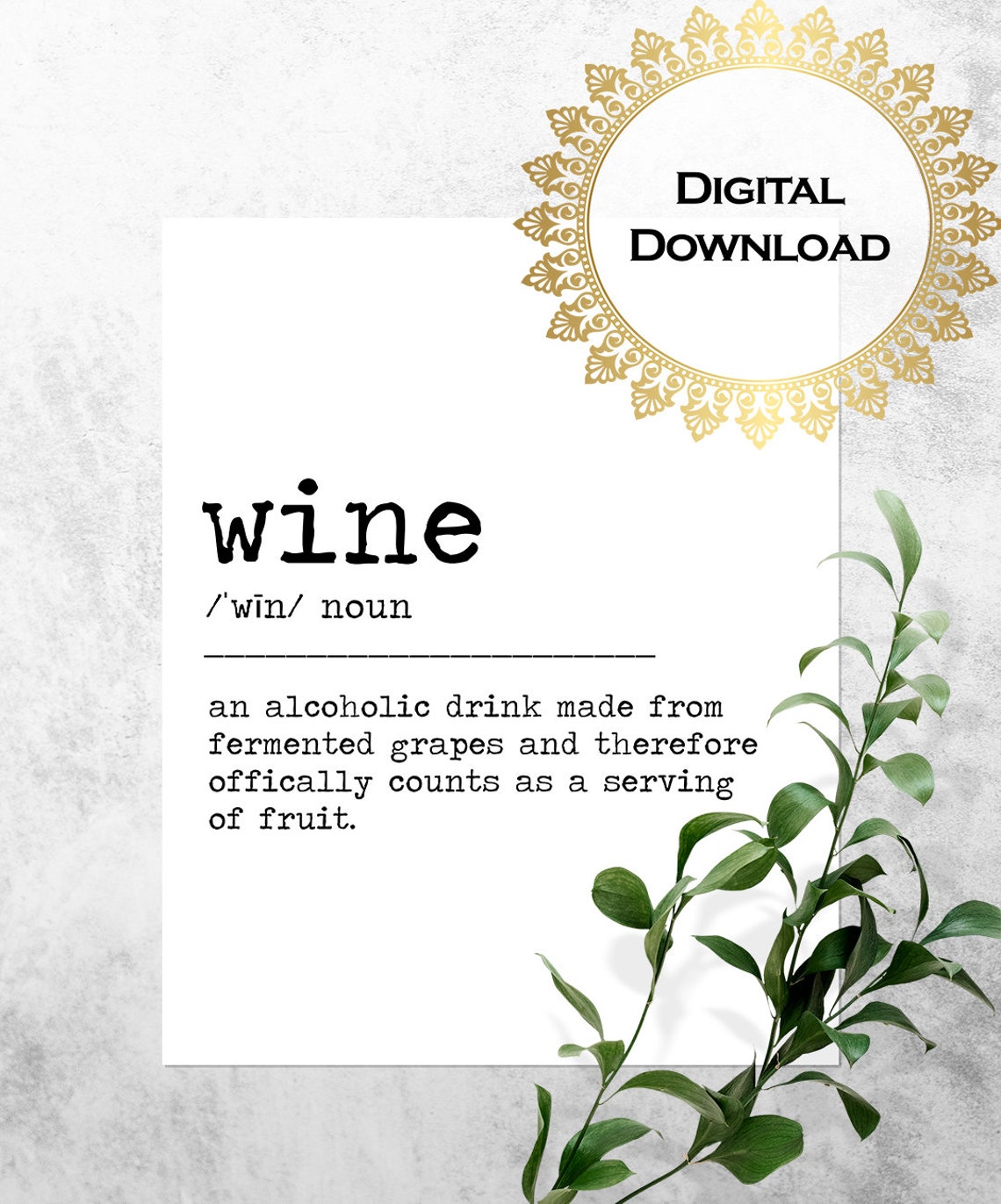 Wine Funny Dictionary Definition Kitchen Sign Typography Poster - Image 3