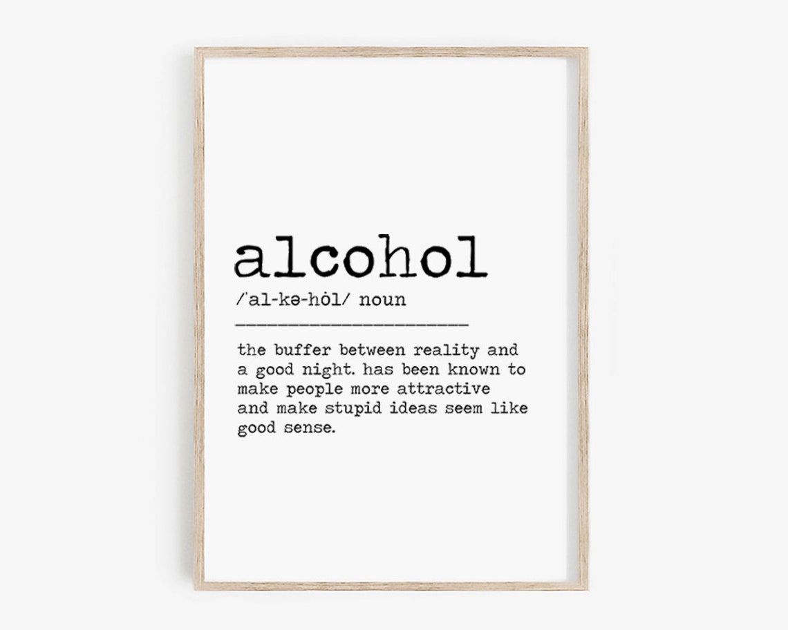 Alcohol Funny Dictionary Definition Bar Sign Typography Poster - Image 4