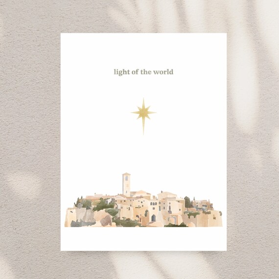 Watercolor Light of the World Christmas Nativity Star Art Poster
