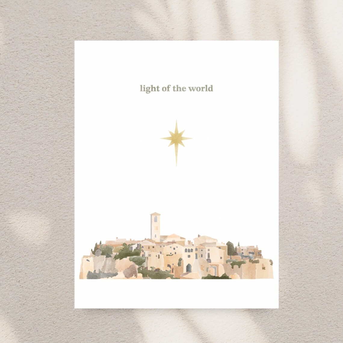 Watercolor Light of the World Christmas Nativity Star Art Poster