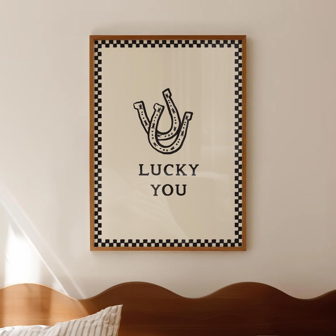 Lucky You Horseshoe Western Good Luck Checkerboard Art Poster