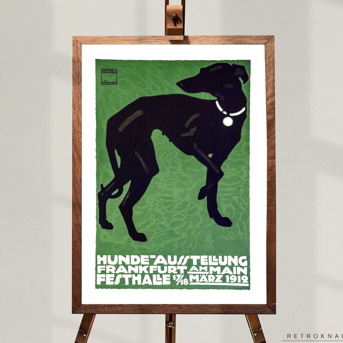 Hohlwein Greyhound 1912 Frankfurt Dog Show Vintage German Art Poster
