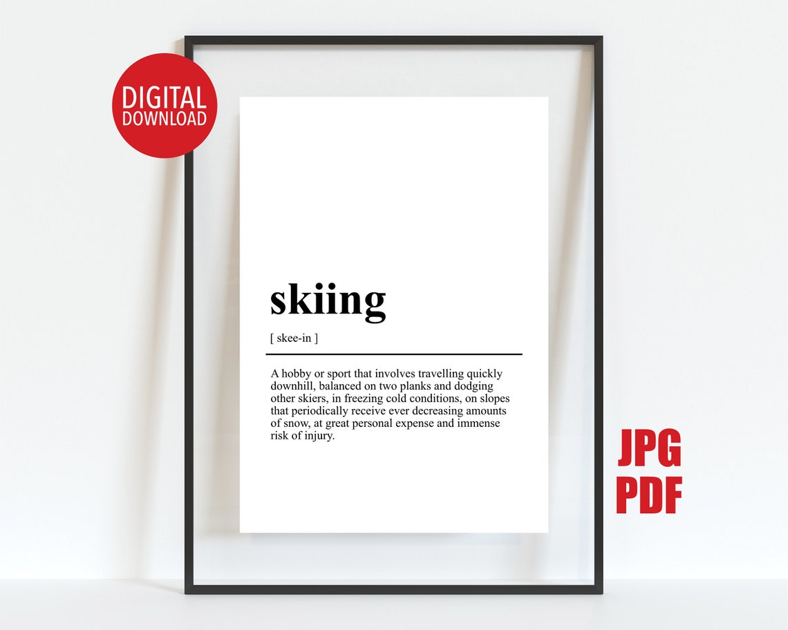 Skiing Dictionary Definition Funny Ski Humor Lodge Wall Poster - Image 2