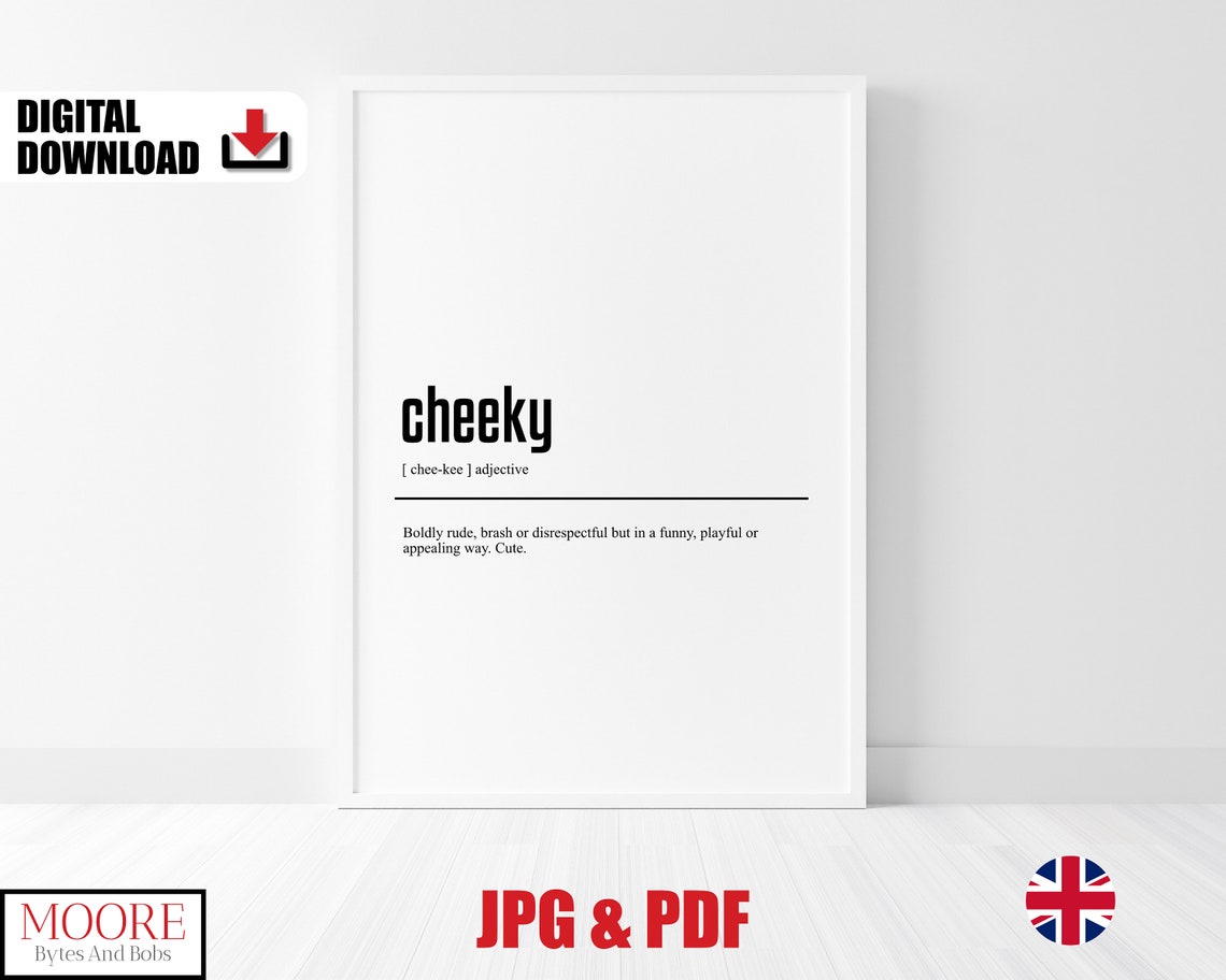 Funny British Slang Cheeky Dictionary Definition Typography Poster - Image 2
