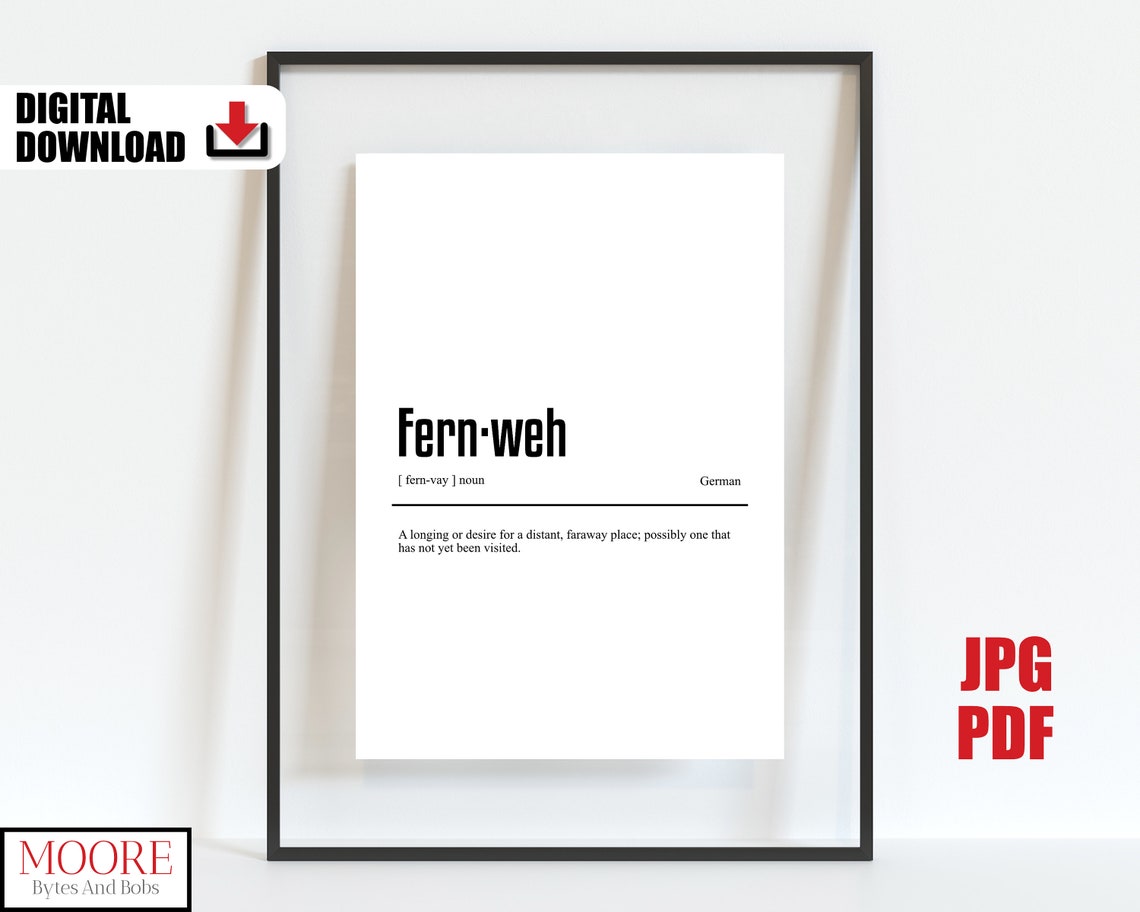 Fernweh Definition German Wanderlust Travel Adventure Gift Poster