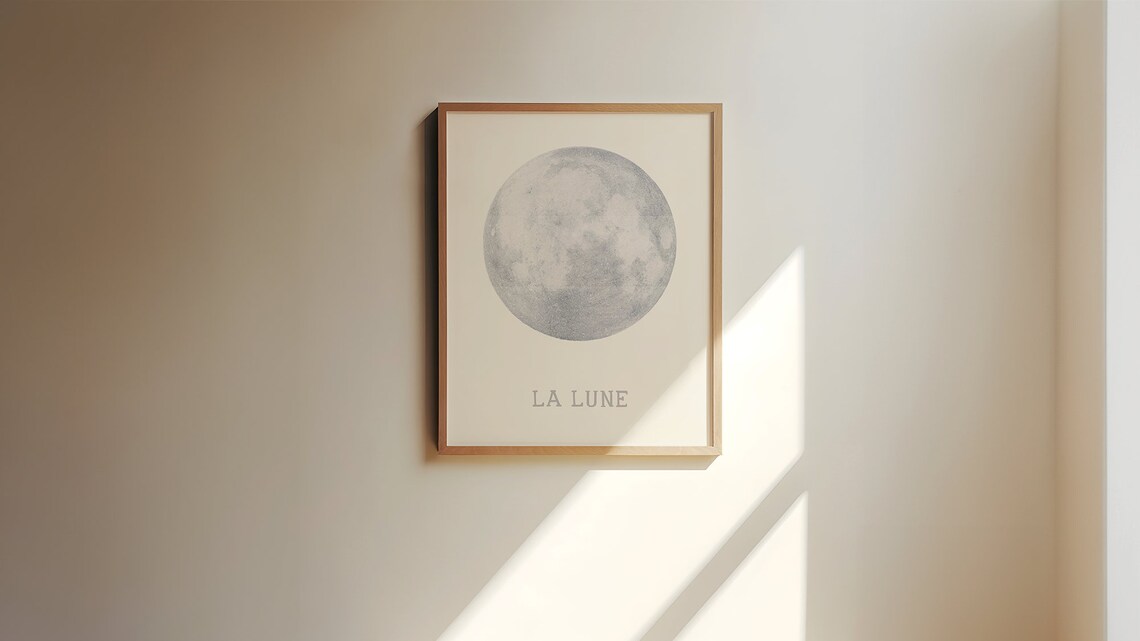 Minimal Moon Art Print, La Lune Dorm Room Decor - Image 2