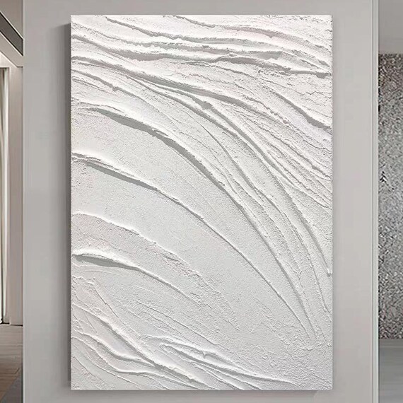 White Veiny Acrylic Painting Original Hand Painted Large Artwork Thick Textured Painting Acrylic On Minimalist Abstract Art Decor