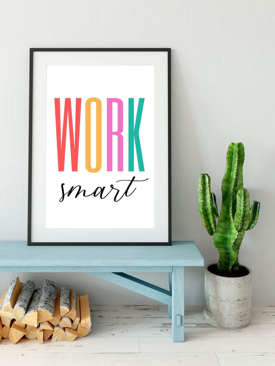 Work Smart Colorful Bold Letters Home Office Motivational Poster - Image 5