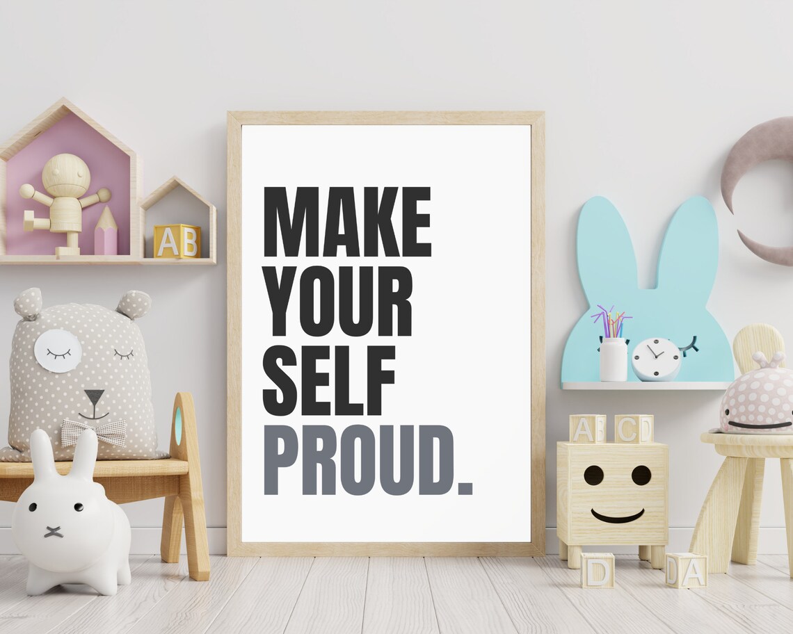 Make Yourself Proud Bold Black And White Minimalist Motivational Poster - Image 3