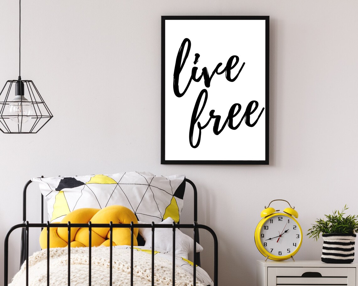 Live Free Bold Black Brush Script Typography Minimalist Freedom Quote Poster - Image 2