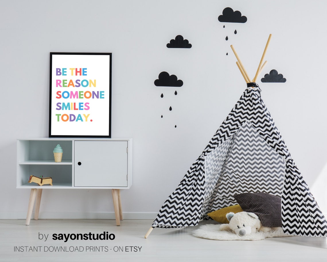 Be The Reason Someone Smiles Today Rainbow Quote Inspirational Poster - Image 4