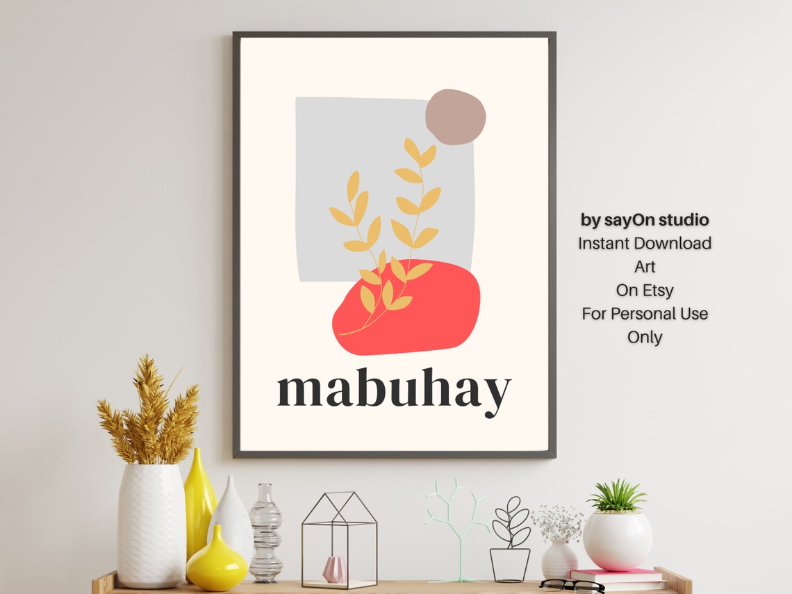 Filipino Mabuhay Modern Boho Leaf Abstract Cultural Home Decor Poster - Image 3