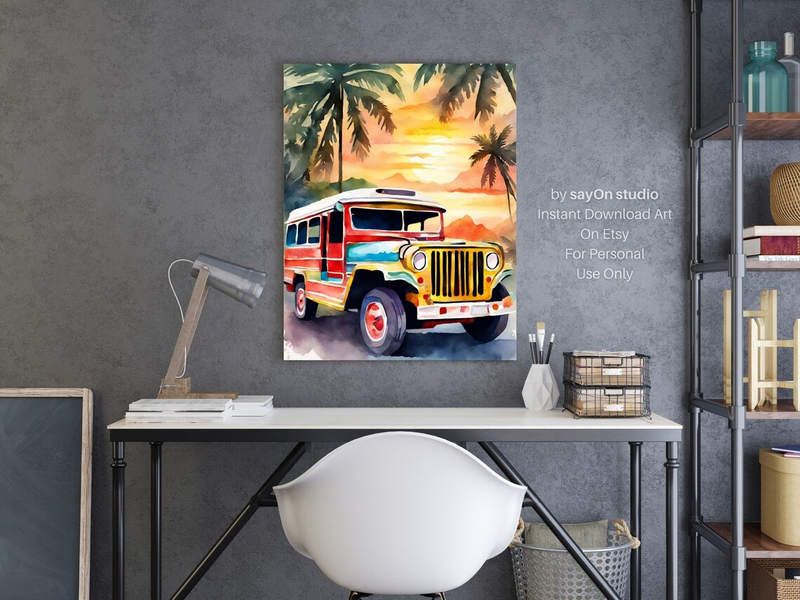 Filipino Culture Vintage Philippine Jeepney Travel Poster - Image 2