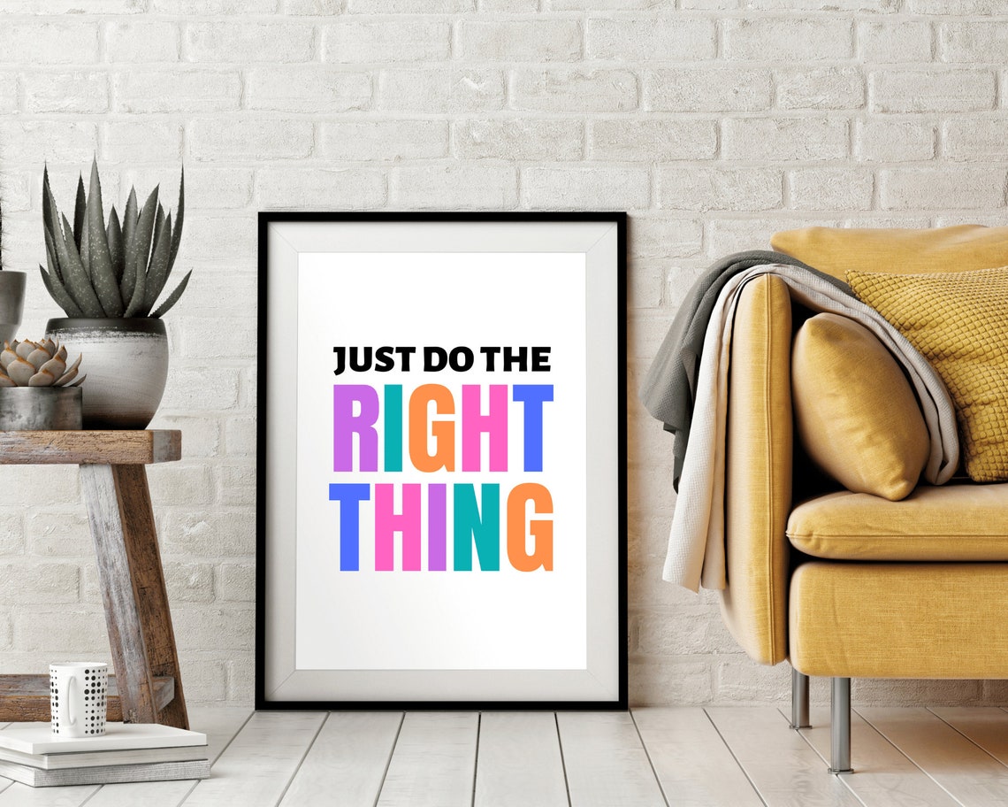 Just Do The Right Thing Colorful Rainbow Typography Classroom Poster