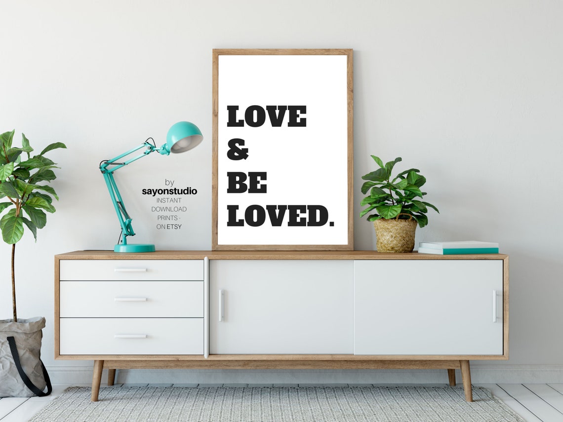 Love and Be Loved Bold Black Type Minimalist Scandinavian Wall Poster - Image 3