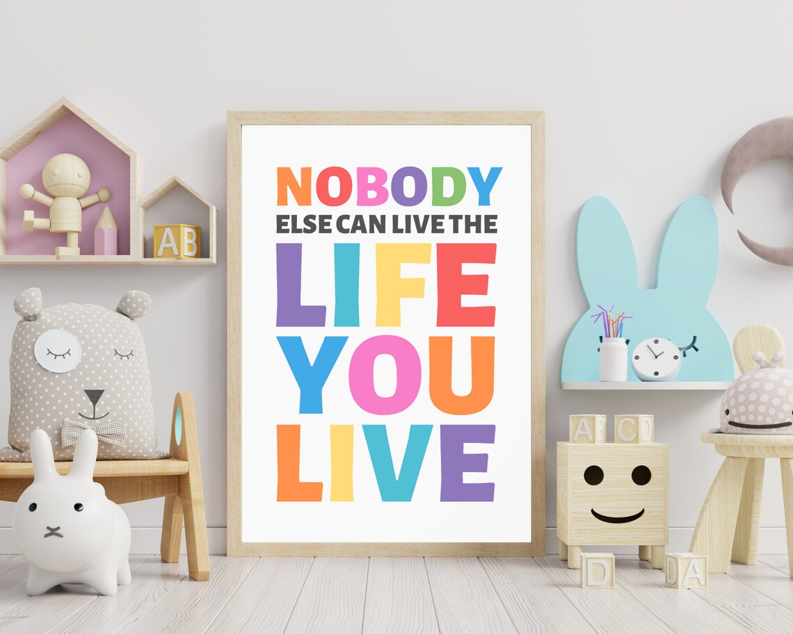 Mister Rogers Nobody Else Can Live The Life You Live Rainbow Quote Poster - Image 3