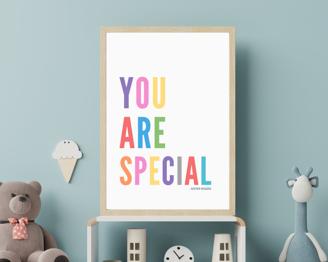 You Are Special Mister Rogers Rainbow Quote Kids Classroom Wall Poster - Image 2