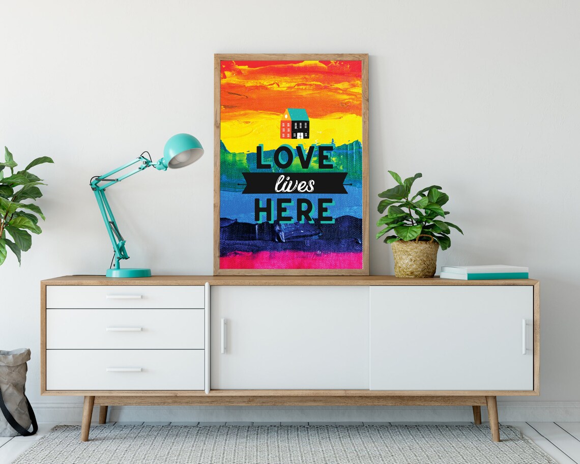 Love Lives Here Home Decor, Rainbow Art Print - Image 3