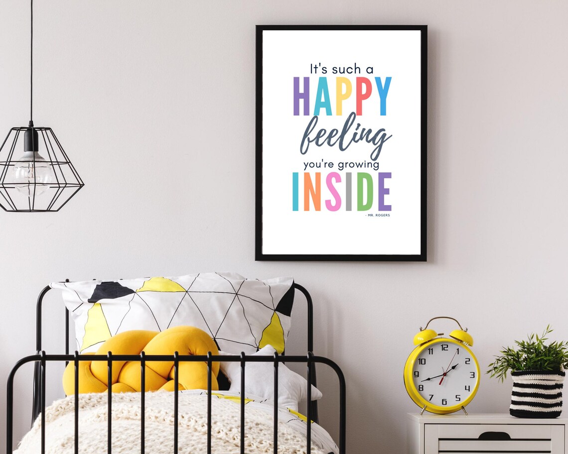 Mr Rogers Its Such A Happy Feeling Rainbow Typography Nursery Wall Art Poster - Image 2