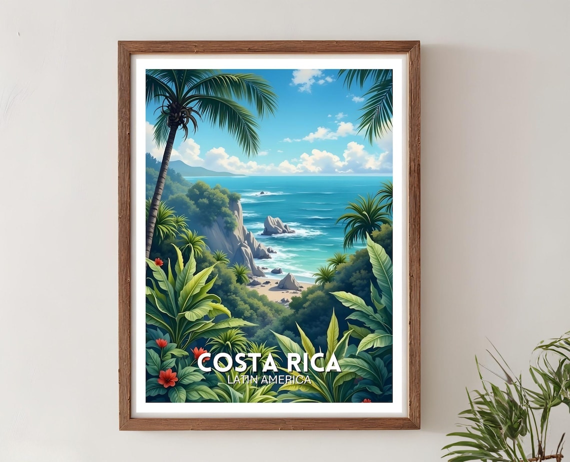 Costa Rica Tropical Jungle Coast Palm Beach Latin America Poster