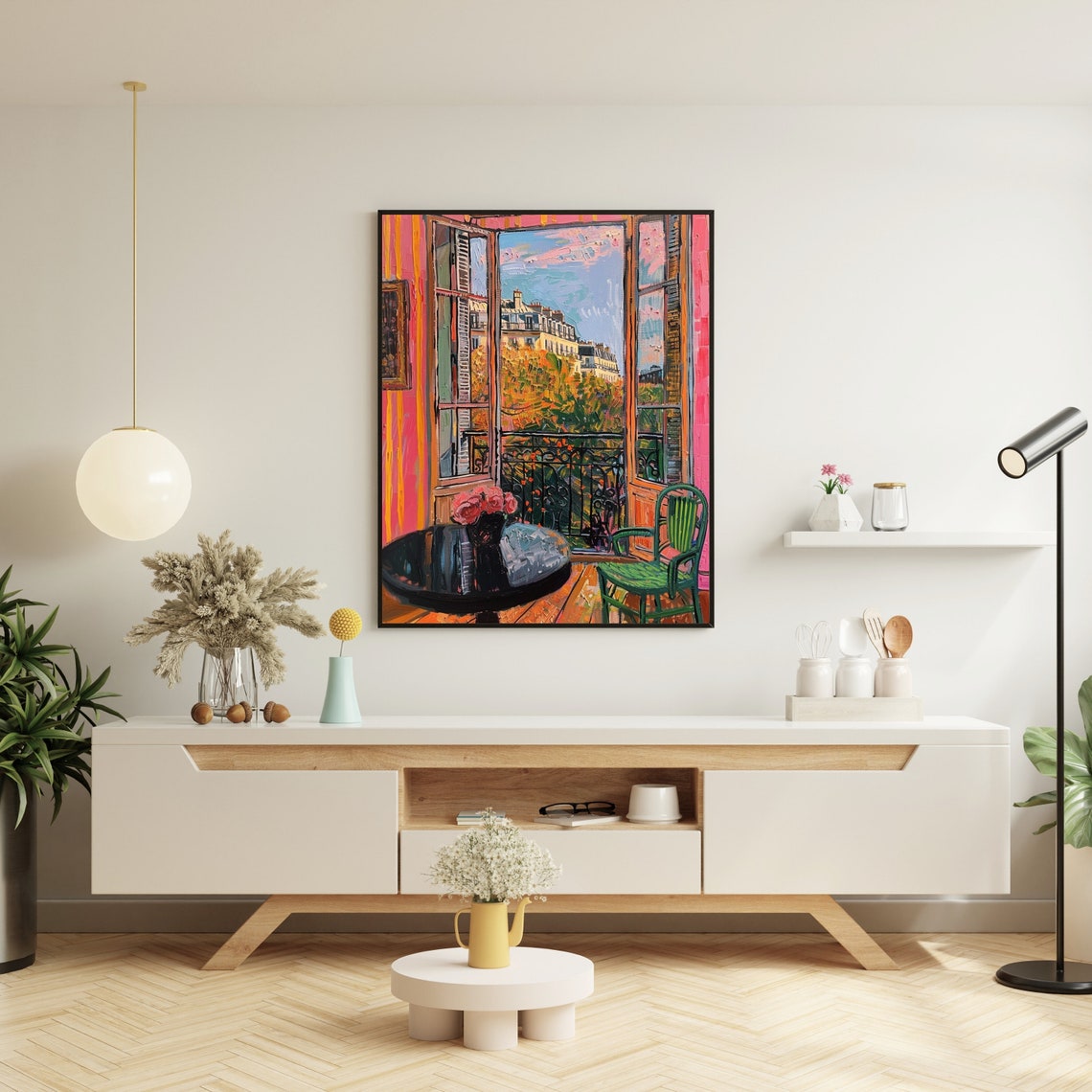 Sunlit French Balcony View Over Classic European Rooftops Poster - Image 7
