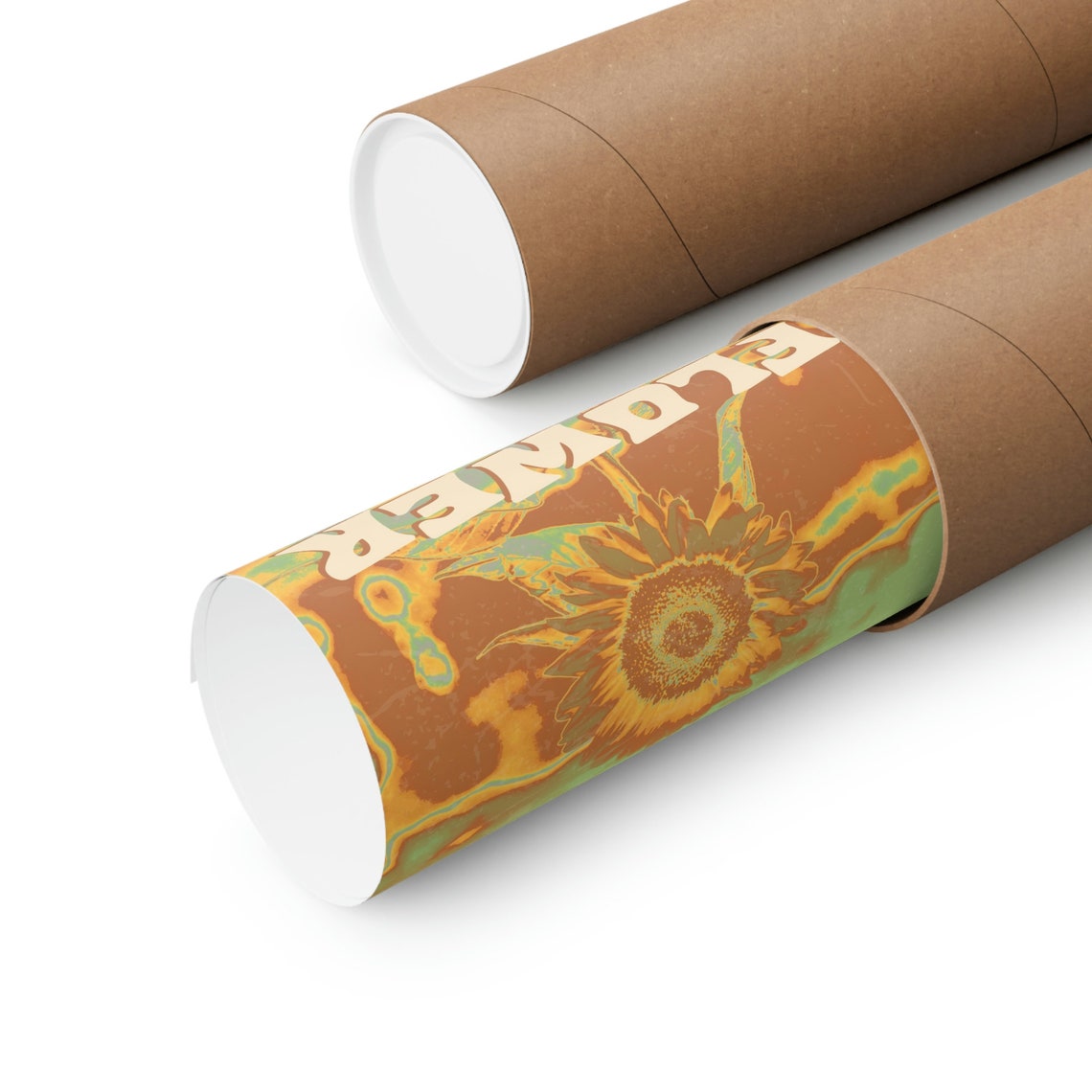 Flower Power Psychedelic Sunflower Collage Warm Tones Art Poster - Image 5