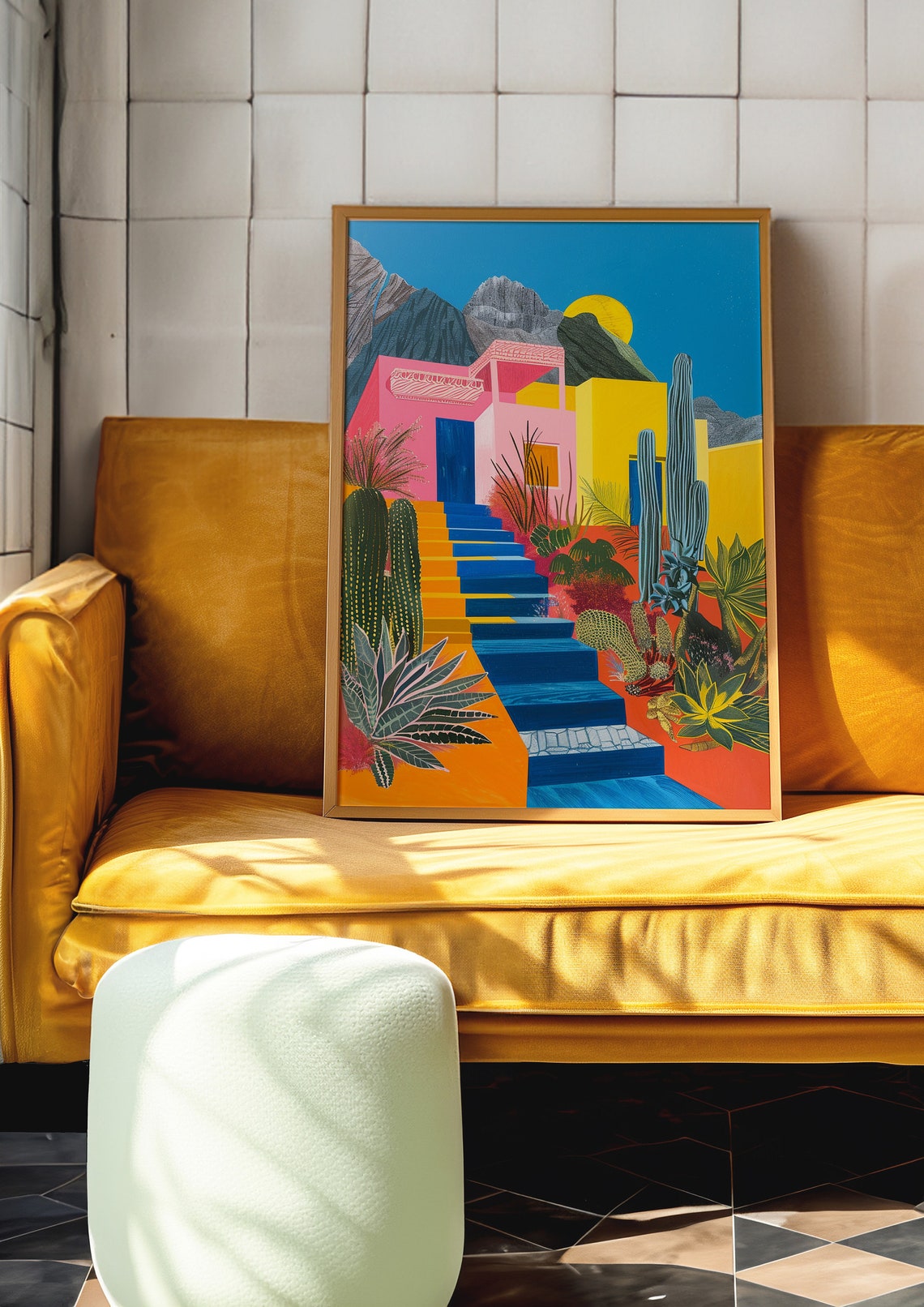 Colorful Desert Adobe House With Cacti Southwest Boho Landscape Poster - Image 5