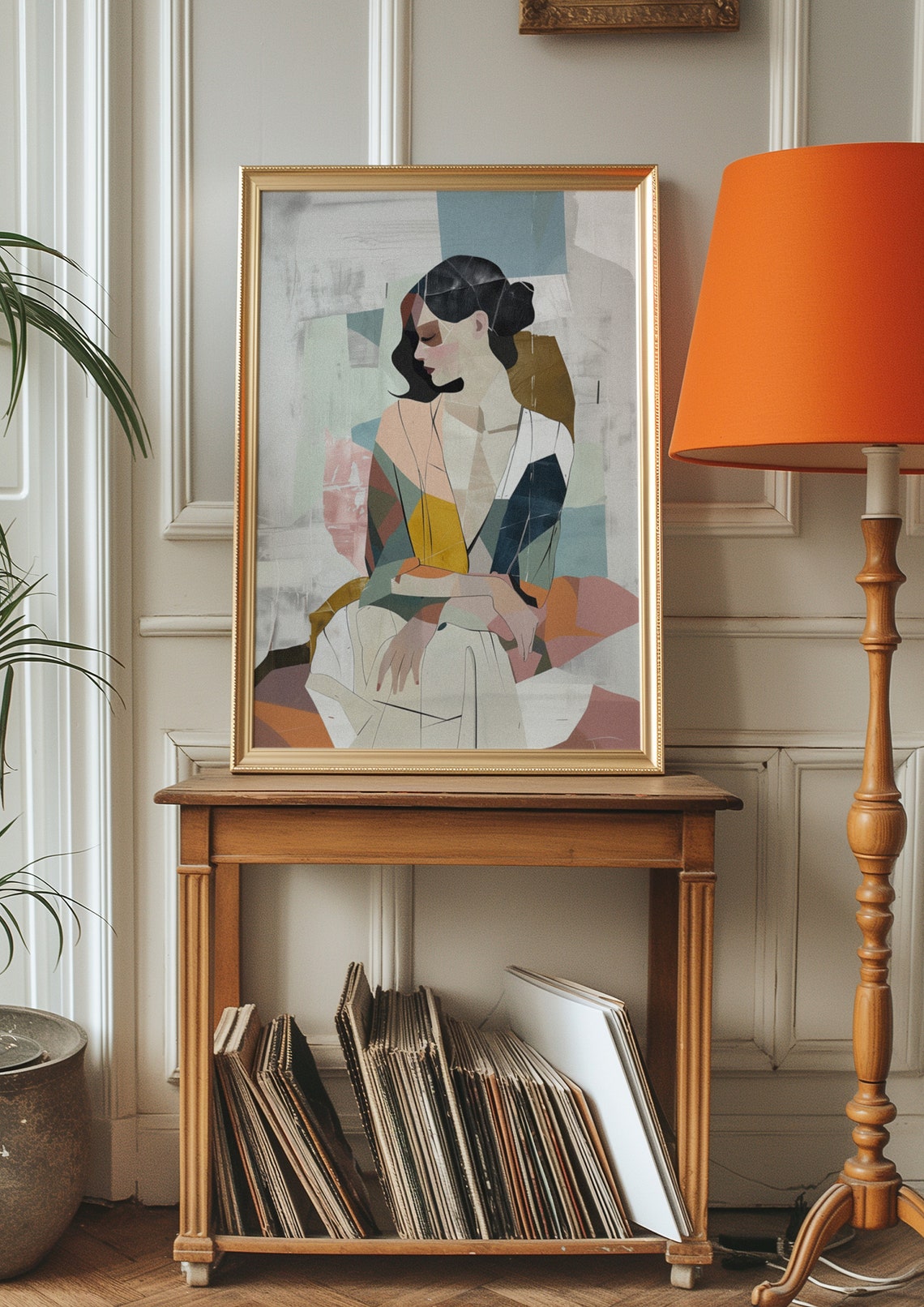 Modern Abstract Art Woman Portrait Print Boho Poster Feminine Geometric Portrait Minimalist Contemporary Home Decor - Image 2