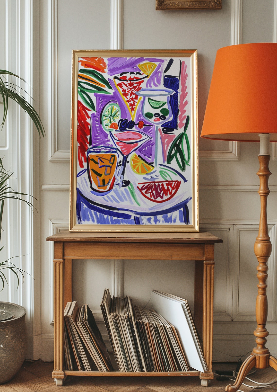 Purple Abstract Cocktail Martini Citrus Modern Chic Art Poster - Image 2