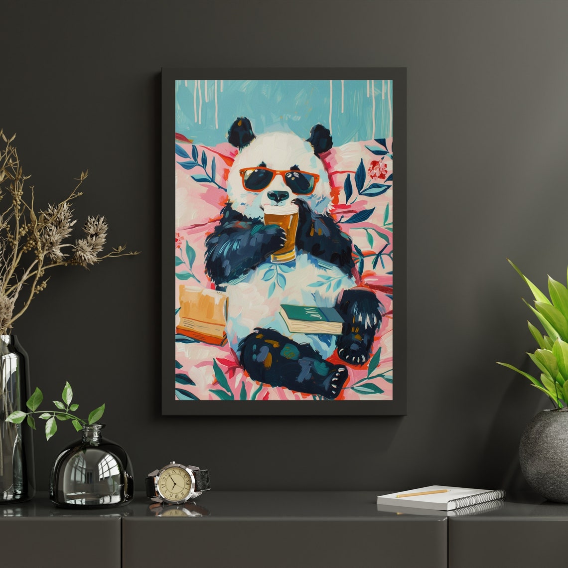 Funny Cool Panda in Sunglasses Drinking Beer Poster for Bar Decor - Image 3