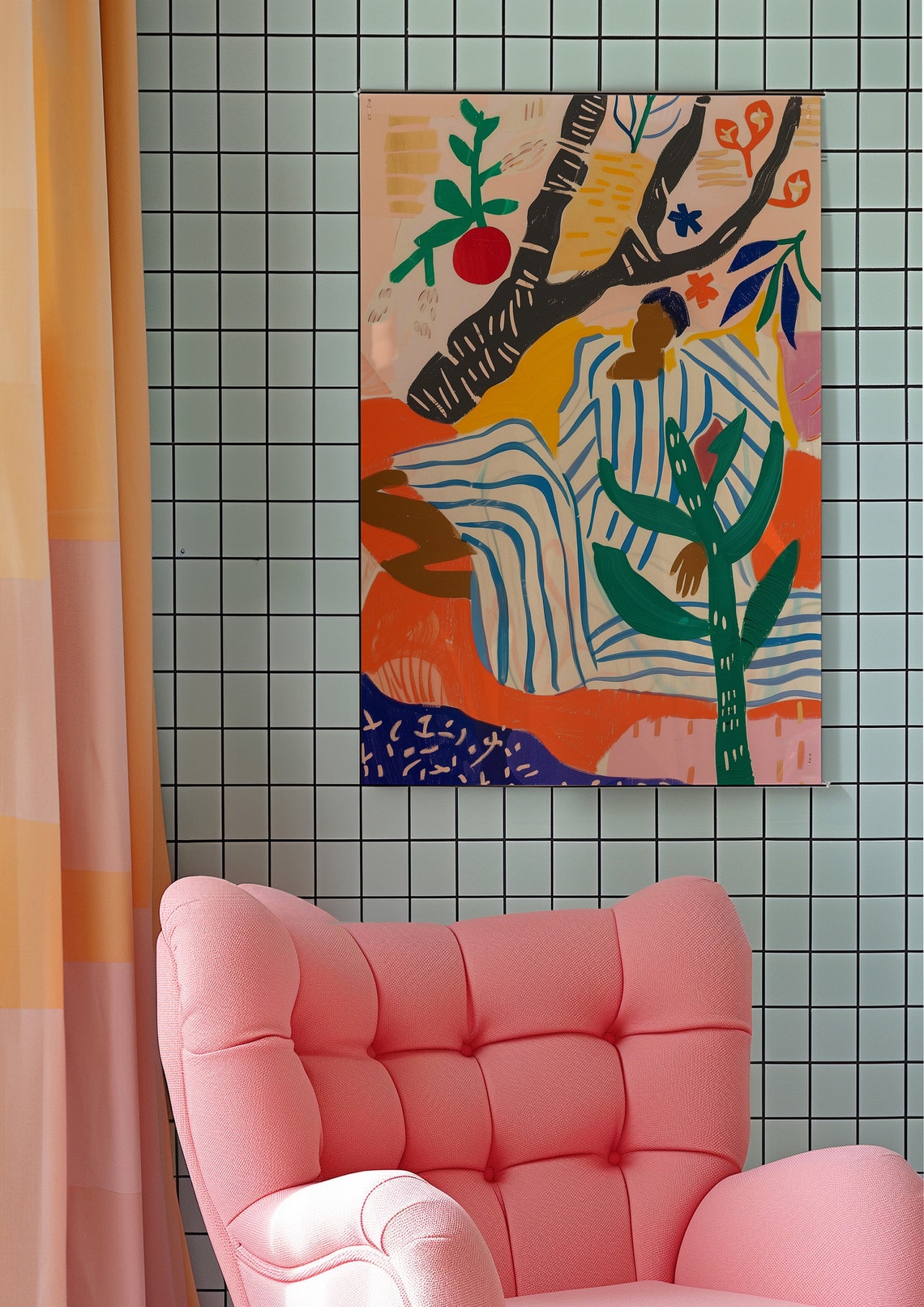 Colorful Abstract Figure Lounging Under a Stylized Tree Poster - Image 6