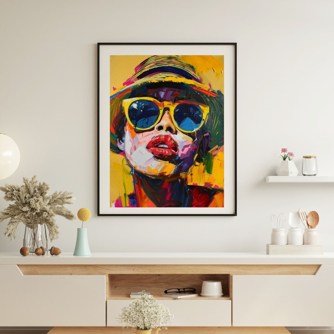 Pop Art Woman With Yellow Sunglasses And Hat Poster Bright Sun - Image 8