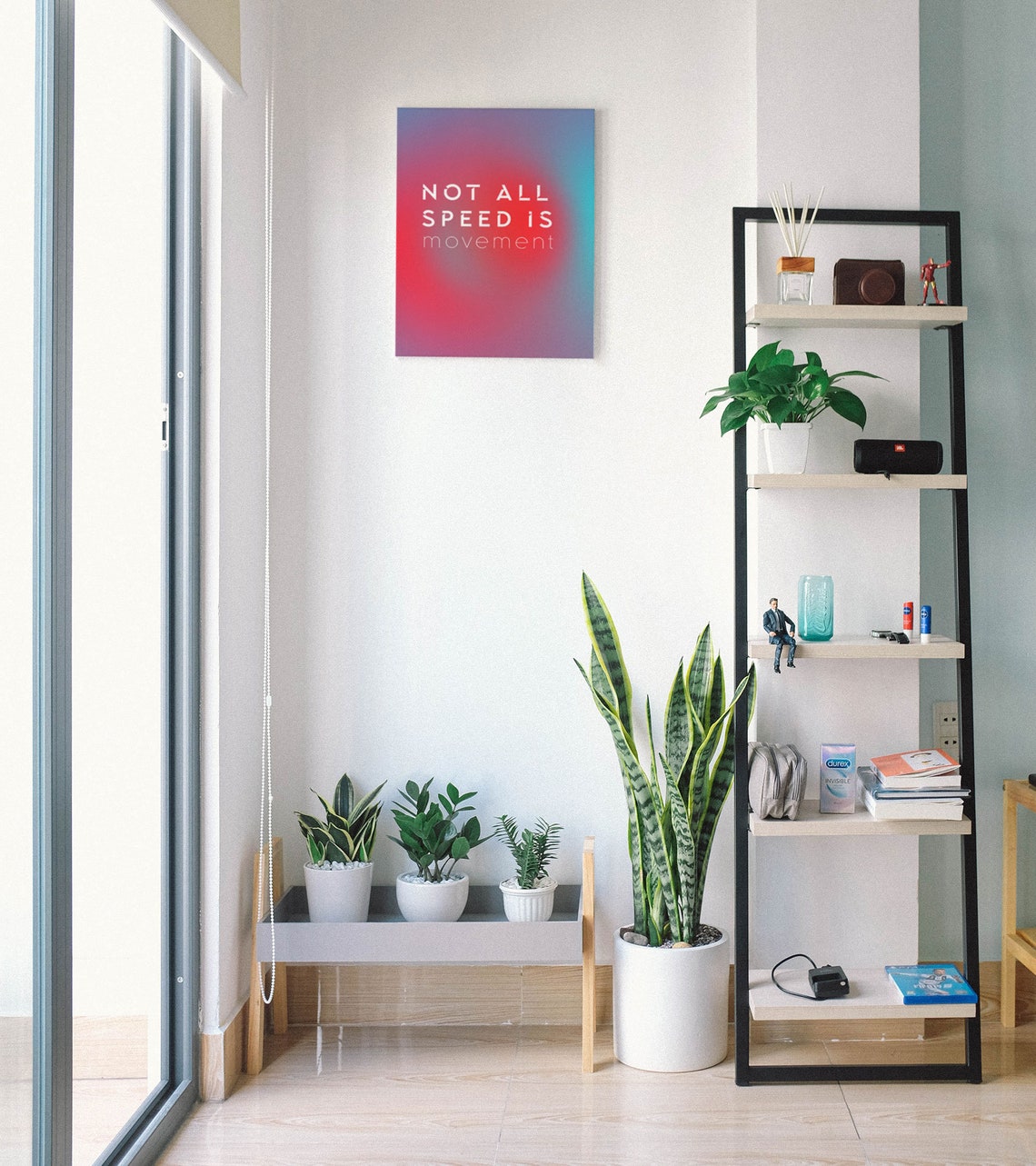Not All Speed Is Movement Gradient Aura Quote Poster Purple Teal - Image 7