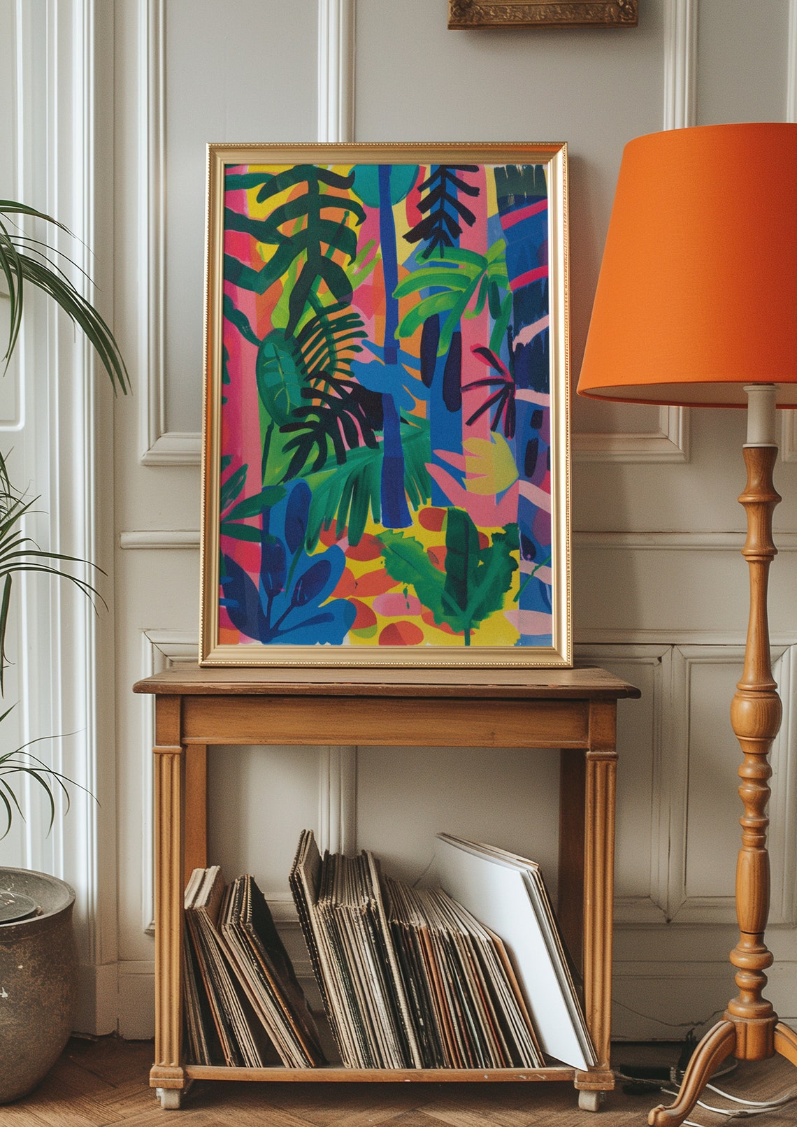 Colorful Electric Jungle Canopy Banana Leaves Vibrant Modern Poster - Image 2