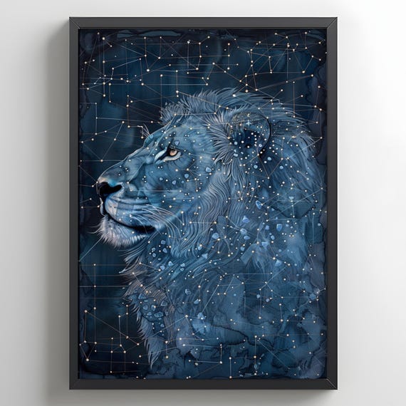 Leo Zodiac Wall Art Astrology Poster Star Sign Celestial Decor Horoscope Gift For Her Constellation Print Room