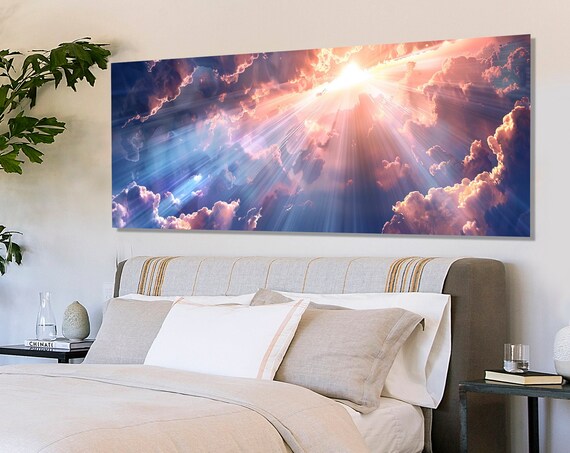Heavenly Beams of Light Through Clouds Art Print