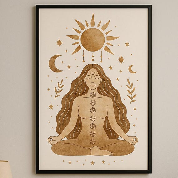 Boho Goddess Chakra Wall Art, Spiritual Yoga Decor