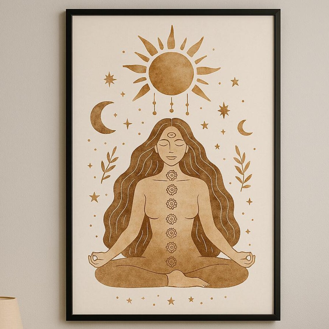 Boho Goddess Chakra Wall Art, Spiritual Yoga Decor