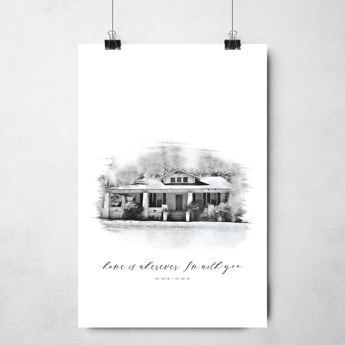 Custom House Portrait Housewarming Gift Art Print - Image 2