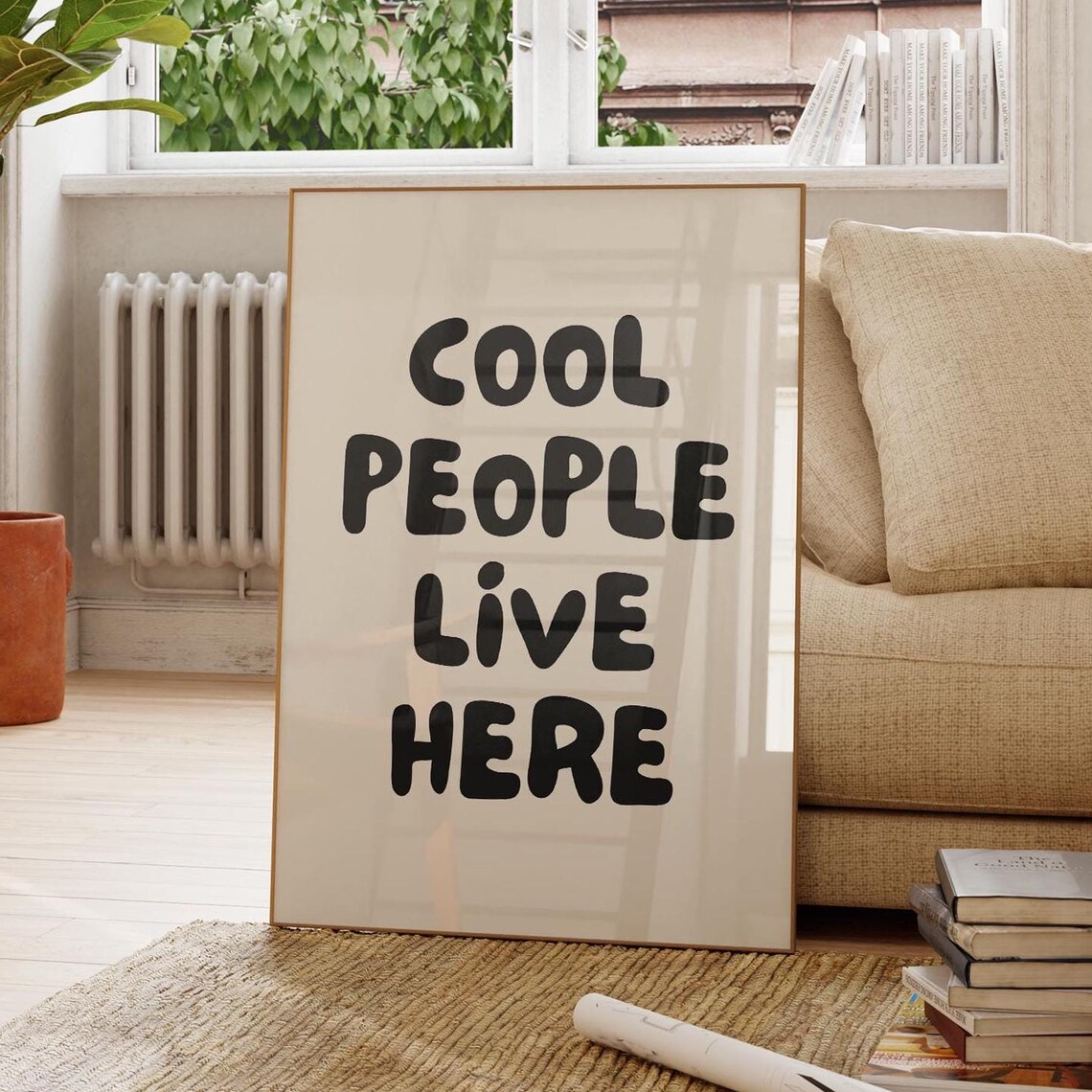 Cool People Live Here Funny Quote Wall Art Print